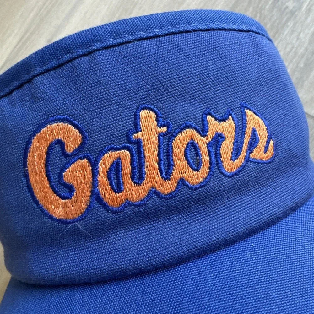 Vintage Florida Gators Visor Hat‎ Blue Script Embroidery Texace Made In USA